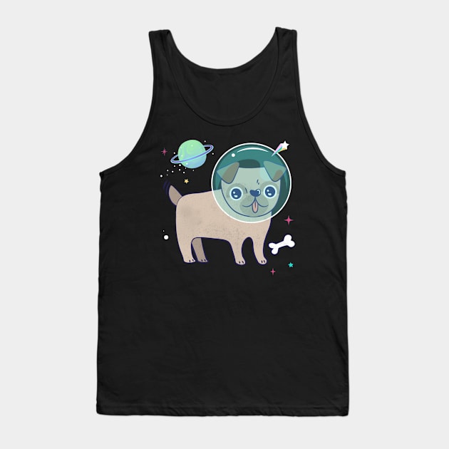 Astronaut Bulldog Space Funny Dog Tank Top by Mrkedi